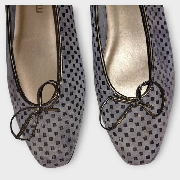 Magdesians Womens Ballet Sz 10‎ Checkered Flats Grey Tan Flats Shoes Comfort - Picture 10 of 13